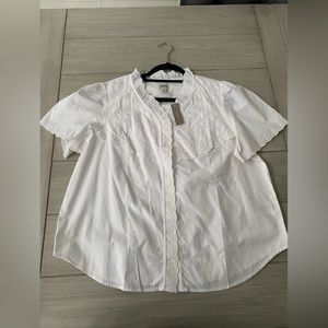 NWT J. Crew Ruffle Bib Top Blouse with embroidered eyelet